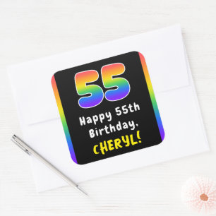 55e verjaardag: Regenboogspectrum # 55, Aangepaste Vierkante Sticker