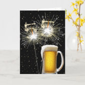 55e Verjaardag Sparklers Met Bier Mok Kaart (Gele Bloem)