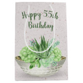 55e verjaardag Succulent op Terrazzo Medium Cadeauzakje (Voorkant)
