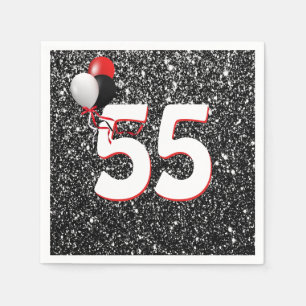 55e verjaardag van de ballonnen op Black Glitter N Servet