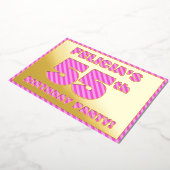 55e verjaardag — Vet, vuurtje, roze band # 55 Folie Uitnodiging (Gedraaid)