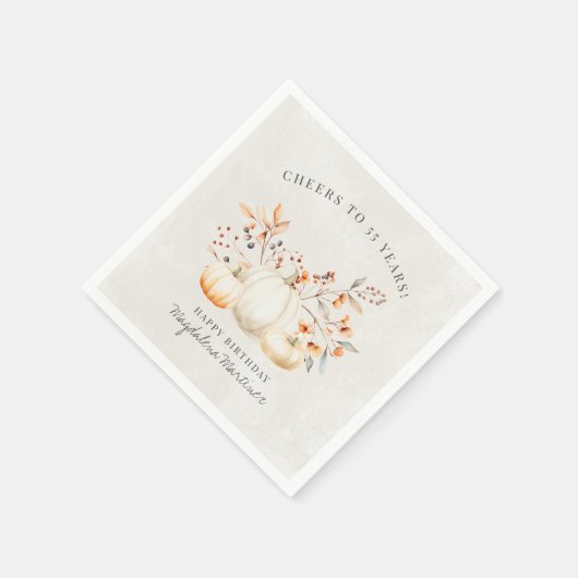 55e Verjaardag Witte Pompoen Fall Bladeren Custom Servet (Hoek)