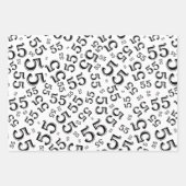 55e verjaardag zwart/wit Random Number Pattern 55 Inpakpapier Vel (Voorkant 3)