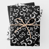 55e verjaardag zwart/wit Random Number Pattern 55 Inpakpapier Vel (In situ)