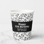 55e verjaardag zwart/wit Random Number Pattern 55 Papieren Bekers (Achterkant)