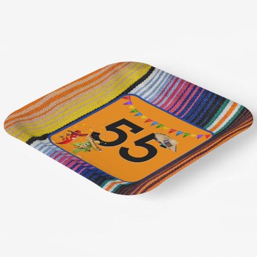55e verjaardagsfeestje Mexicaans ontwerp Papieren Bordje (Gebogen)