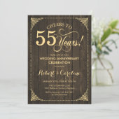 55ste huwelijksjubileum - Goud Hout Kaart (Staand voorkant)