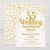 55ste huwelijksjubileum - Goud & Wit Kaart (Voorkant / Achterkant)