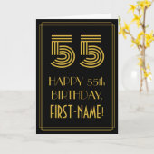 55ste verjaardag: Art Deco Geïnspireerde look "55" Kaart (Gele Bloem)