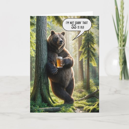55ste verjaardag Beer met bier Mok Kaart (Voorkant)