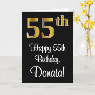 55th Birthday ~ Elegant Luxurious Faux Gold Kijk # Kaart