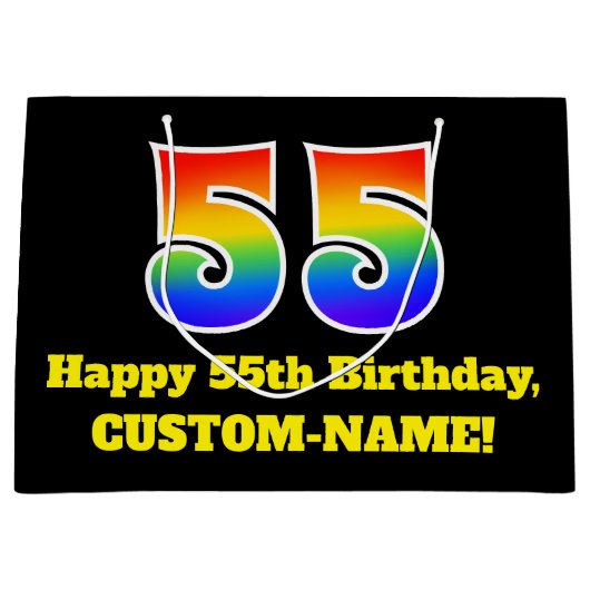55th Birthday ~ Fun, kleurrijk, levendig, regenboo Groot Cadeauzakje (Voorkant)