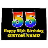 55th Birthday ~ Fun, kleurrijk, levendig, regenboo Groot Cadeauzakje (Achterkant)