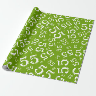 55th Birthday Green/White Random Number Pattern 55 Cadeaupapier