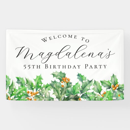 55th Birthday Party December Birth Flower Welcome Spandoek (Horizontaal)