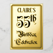 55th Birthday Party — Elegant Script + aangepaste  Folie Uitnodiging (Voorkant)