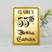 55th Birthday Party — Elegant Script + aangepaste  Folie Uitnodiging (Staand Voorkant)