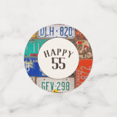 55th Birthday Retro Licence Borden Confetti (Kleine voorkant)