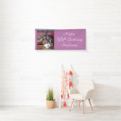 55th Birthday  Teapot Paars, Name, Floral Spandoek (Insitu)
