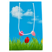 55th Birthday Tulips Medium Gift Bag Medium Cadeauzakje (Achterkant)