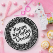 55th Black/White Random Number Pattern Papieren Bordje (Feest)