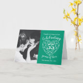 55th Bruiloft Jubileum smaragd groen hart Kaart (Gele Bloem)