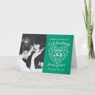 55th Bruiloft Jubileum smaragd groen hart Kaart