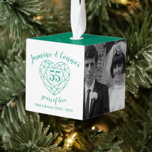 55th Emerald Wedding Jubileum aangepaste foto Kubus Ornament