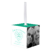 55th Emerald Wedding Jubileum aangepaste foto Kubus Ornament (Achter hoekig)