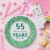 55th Emerald Wedding Jubileum Paisley Pattern Papieren Bordje (Feest)
