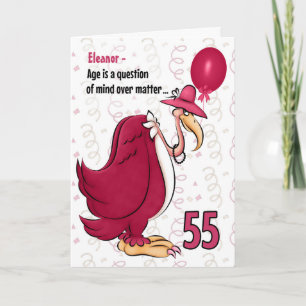 55th Funny Birthday Pink Buzzard met Name Kaart