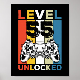 55th Level Unlocked 55 Gaming Vintage Poster