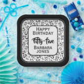 55th Party Random Number Pattern Black/White Papieren Bordje (Feest)