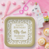 55th Party Random Number Pattern Gold/White Papieren Bordje (Feest)