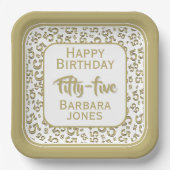 55th Party Random Number Pattern Gold/White Papieren Bordje (Voorkant)