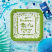 55th Party Random Number Pattern Green/White Papieren Bordje (Feest)