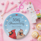 55th Wedding Anniversary, Cardinal Pair Papieren Bordje (Feest)