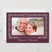 55th Wedding Jubileum Plum Bronze Foto Kaart (Voorkant)