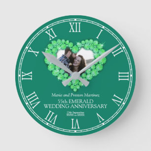 55th wedding verjaarary green emerald ronde klok