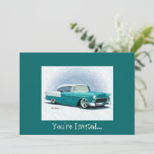 "56 Chevy - Blauwgroen uitnodigingen (Staand voorkant)