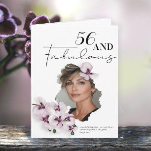 56 & Fabulous Orchid Foto Verjaardagskaart Kaart
