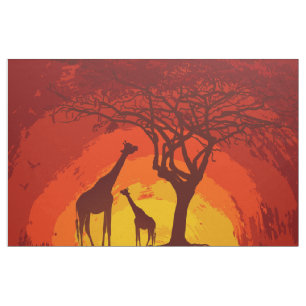 56-inch breedband katoen Afrikaanse Safari Giraffe Stof