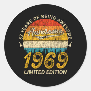56 jaar oud 1969 Retro Geweldige 56ste verjaardags Ronde Sticker