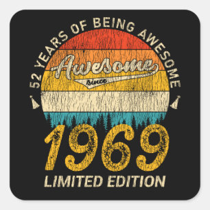 56 jaar oud 1969 Retro Geweldige 56ste verjaardags Vierkante Sticker