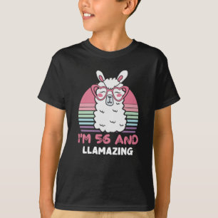 56 jaar oud dagblad Llamazing 56e verjaardag Llama T-shirt