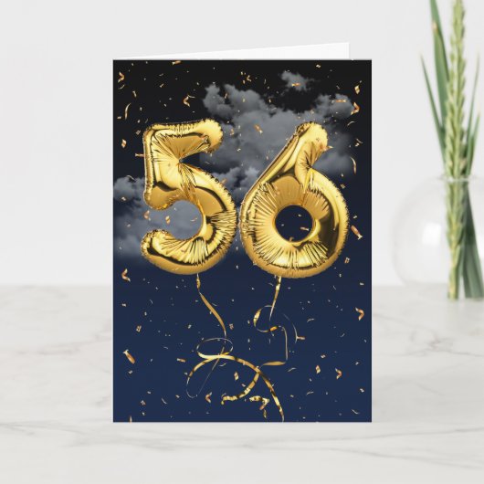 56e Anniversaire Gold Mylar Balloon et carte Confe (Devant)