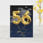 56e Anniversaire Gold Mylar Balloon et carte Confe (Fleur jaune)