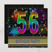 56e fête d'anniversaire Invitation avec bulles (Devant / Derrière)