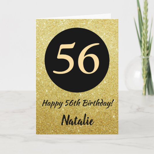 56e Joyeux Anniversaire Carte Parties scintillant  (Devant)