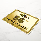 56e verjaardag — Art Deco Style "56" en naam Folie Uitnodiging (Gedraaid)